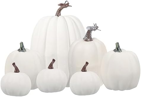 Garneck 7PCS Realistic Pumpkin Ornament for Halloween and Thanksgiving