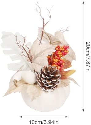 3 Pcs Artificial Pumpkin with Maple Leaf and Berries Fall Table Centerpiece