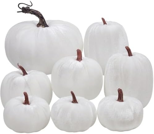 8pcs Artificial Velvet Pumpkin Halloween Decoration Set