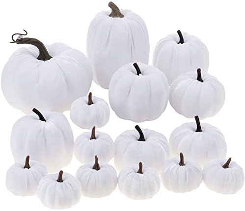 16pcs Artificial Velvet Pumpkin Set for Fall Decor