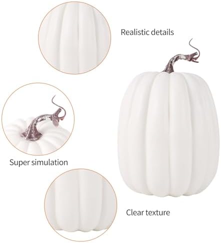 8 Inch Artificial White Pumpkin for Fall Decor