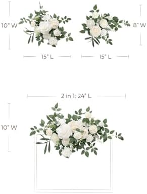 Lings Moment 2pcs White Wedding Artificial Flower Swag Welcome Sign Backdrop Garland