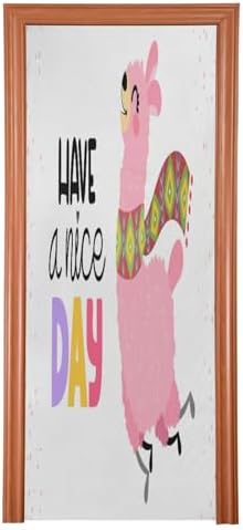 Susiyo Pink Funny Llama Door Cover Washable Elastic