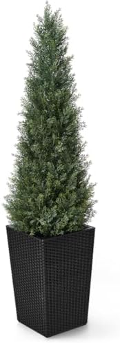 Artificial Cedar Topiary Tree with Black Planter