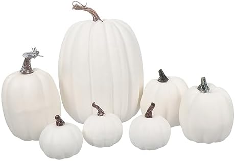 Garneck 7PCS Realistic Pumpkin Ornament for Halloween and Thanksgiving