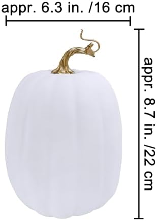 Winlyn 2 Pcs Fall White Artificial Pumpkins Decor