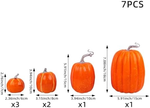 Firlar Artificial Pumpkin Decorations 7Pcs Lifelike Foam Pumpkins