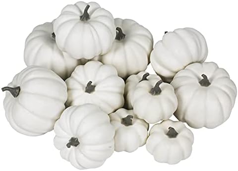 Orgrimmar Realistic Artificial Pumpkins 12PCS White Fall Decor