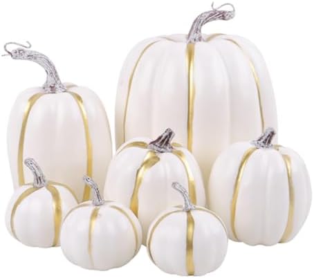 Surakey Artificial Pumpkins 7PCS Foam Set for Fall Decor