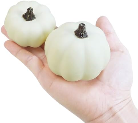 Winlyn 48 Pc White Artificial Pumpkins Fall Decor
