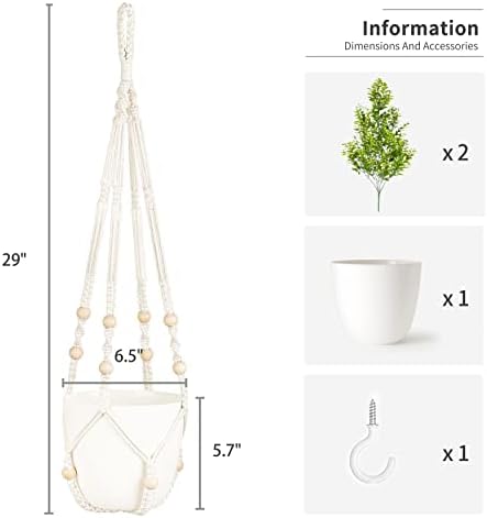 Mkono Fake Hanging Plant with Pot Set