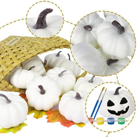 FUTUREPLUSX 12PCS White Fake Pumpkins for Painting and Decorating