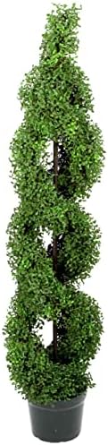 Admired By Nature 5 Foot Artificial Boxwood Topiary Tree with Spiral Design