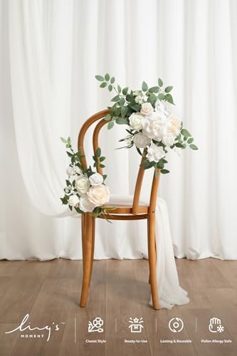 Lings Moment 2pcs White Wedding Artificial Flower Swag Welcome Sign Backdrop Garland