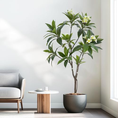 Alonfale 6FT Artificial Plumeria Tree with Concrete Base