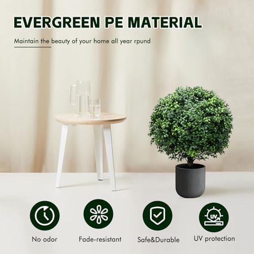 30 Inch Artificial Topiary Boxwood Ball Trees Set of Two