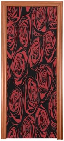 Susiyo Red Floral Halloween Door Cover 32x79 in