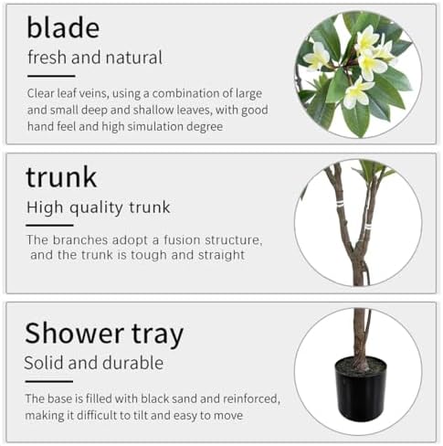 Alonfale 6FT Artificial Plumeria Tree with Concrete Base
