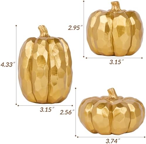 HPC Decor Set of 3 Gold Pumpkins Fall Decor