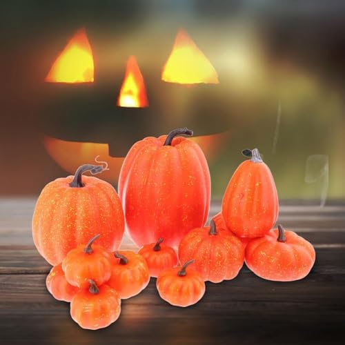 Fancyes Fake Pumpkins Foam Props 12 Pieces Yellow