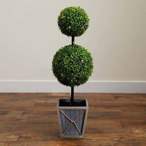 Nearly Natural 3ft UV Resistant Artificial Topiary with LED Lights