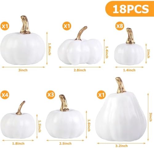 DomeStar 18PCS White Foam Pumpkins for Wedding Decor