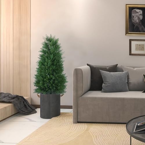 Howngyesimu 3FT Artificial Cedar Topiary Trees 2 Pack