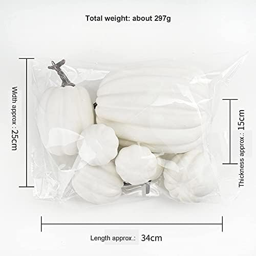 7 Artificial White Pumpkins Fall Decor Set