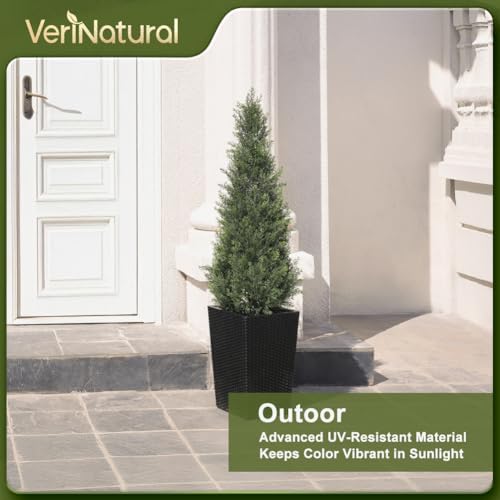 Artificial Cedar Topiary Tree with Black Planter