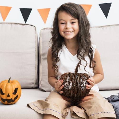 Handmade Wicker Rattan Pumpkin Halloween Decor