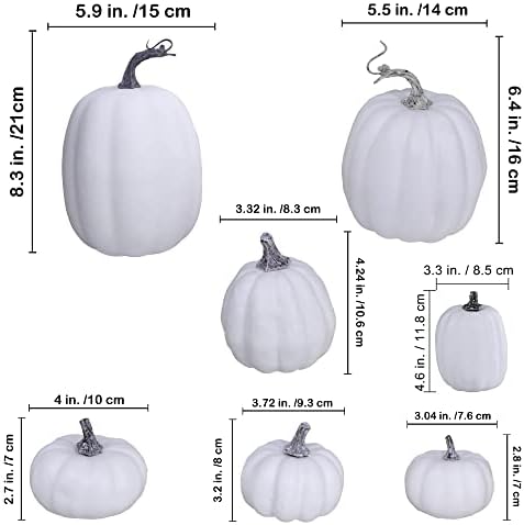 Artificial White Pumpkins 12 Pcs Assorted Sizes
