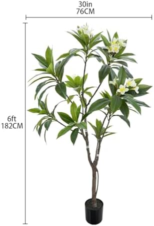 Alonfale 6FT Artificial Plumeria Tree with Concrete Base