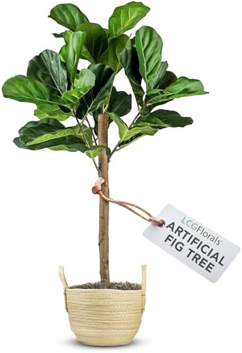 3FT Fig Tree in Boho Woven Basket Faux Plant