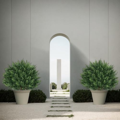 275 Inch Artificial Boxwood Topiary Trees 2 Pack UV Resistant Fake Evergreen