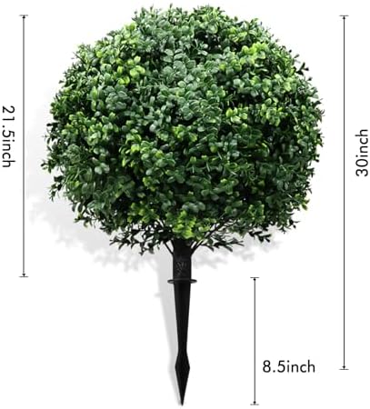 30 Inch Artificial Topiary Boxwood Ball Trees Set of Two