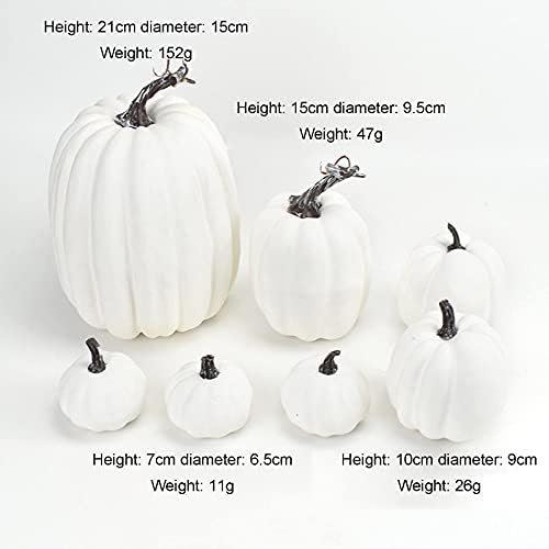 7 Artificial White Pumpkins Fall Decor Set