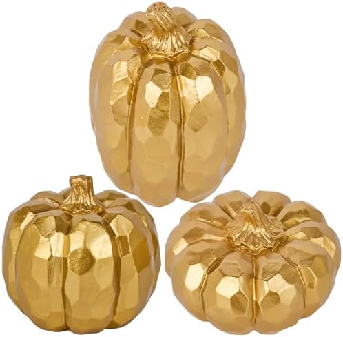 HPC Decor Set of 3 Gold Pumpkins Fall Decor