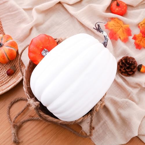 8 Inch Artificial White Pumpkin for Fall Decor