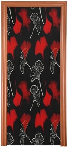 Susiyo Red Ginkgo Leaves Christmas Door Cover Decoration 32x79in