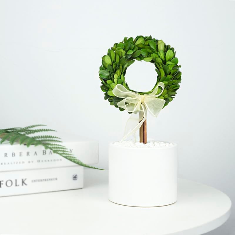 Forever Green Boxwood Wreath Topiary 10 Inch