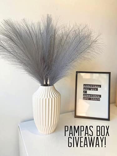 Pusuny 7PCS Gray Faux Pampas Grass Decor for Vase