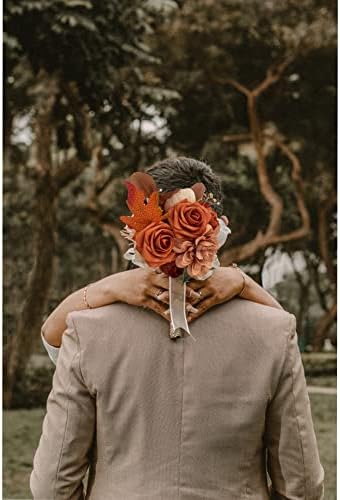 Akker Burnt Orange Artificial Wedding Flowers Combo Set