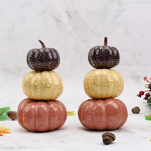 Gresorth 2pcs Stacked Artificial Pumpkins Halloween Decor