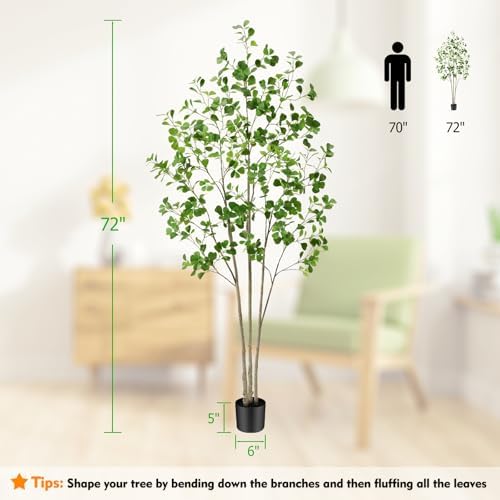 Keeplush 6ft Artificial Ficus Tree with Heart-Shaped Leaves