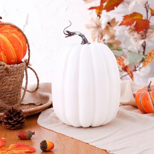 8 Inch Artificial White Pumpkin for Fall Decor