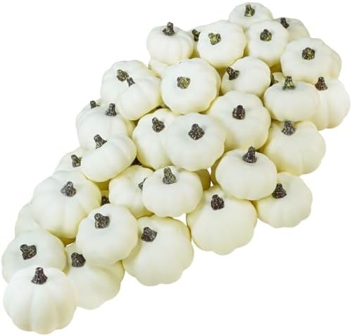 Winlyn 48 Pc White Artificial Pumpkins Fall Decor