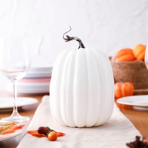 8 Inch Artificial White Pumpkin for Fall Decor