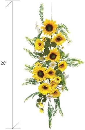 Artificial Sunflower Garland with Green Leaves 2PCS