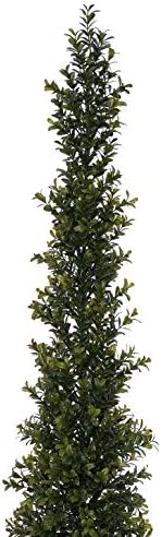 Artificial Boxwood Pencil Topiary in White Gold Grey Ceramic Pot