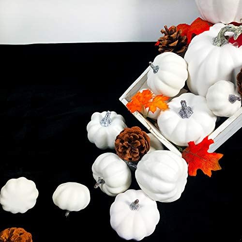 Artificial White Pumpkins 12 Pcs Assorted Sizes